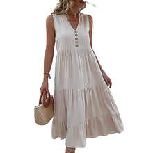 Load image into Gallery viewer, Button Detail Layered Hem Smock Dress
