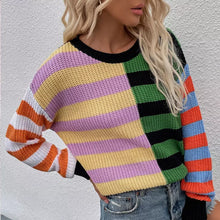 Load image into Gallery viewer, Striped Loose Crewneck Knit Sweater
