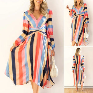 Paneled Striped Dress