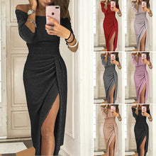 Load image into Gallery viewer, Drop Shoulder Side Split Formal Dress
