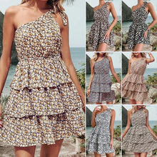 Load image into Gallery viewer, Strappy Print Layered Sleeveless Lace-Up Dress
