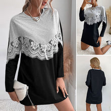 Load image into Gallery viewer, Lace Panel Sweatshirt Dress
