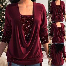 Load image into Gallery viewer, Burgundy Sequin Long Sleeve Top

