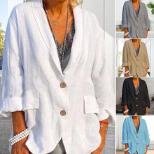 Load image into Gallery viewer, Women Summer Solid color cotton and linen jacket
