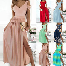 Load image into Gallery viewer, Off-the-shoulder V-neck Slit Dress
