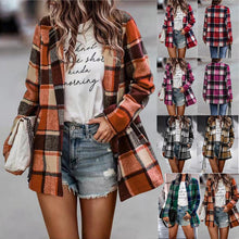 Load image into Gallery viewer, Check Print Long Sleeve Pocket Wool Jacket
