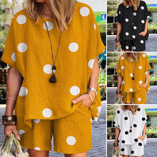 Load image into Gallery viewer, Dot Print Half Sleeve Elastic Waist Suit For Women
