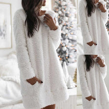 Load image into Gallery viewer, Solid Color Round Neck Warm Dress
