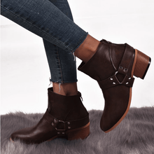 Load image into Gallery viewer, Women Round Toe Med Vintage Short Boots
