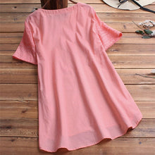 Load image into Gallery viewer, Bohemian Pullover Embroidery Casual Short Sleeve Blouse
