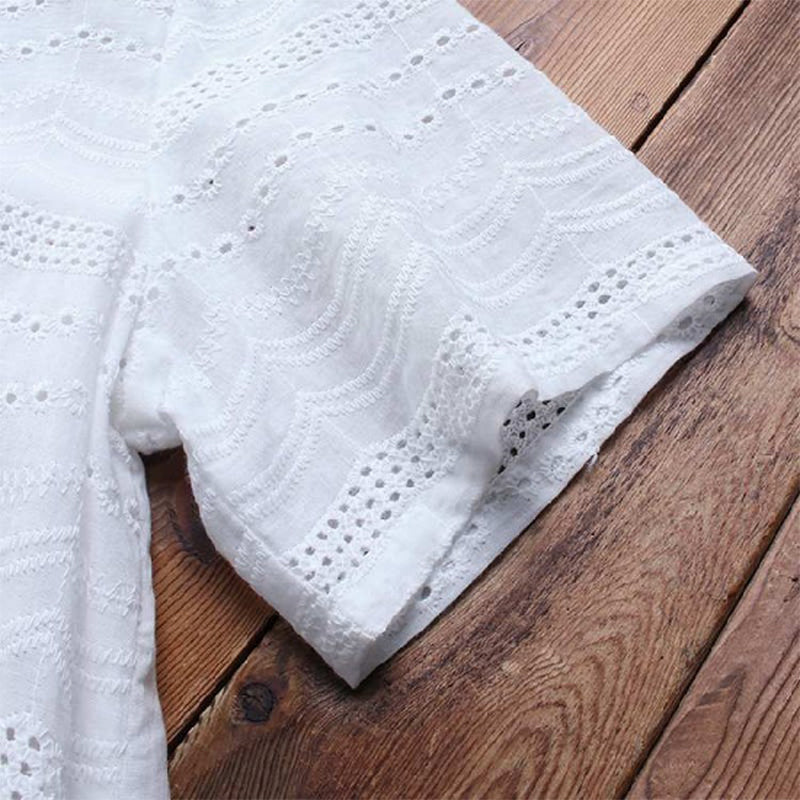 Bohemian Pullover Embroidery Casual Short Sleeve Blouse