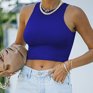 Solid Color Round Neck Tank Top