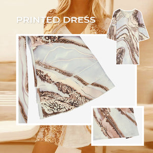 Casual Beach Marble Print Loose Dress