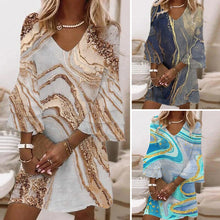 Load image into Gallery viewer, Casual Beach Marble Print Loose Dress
