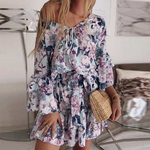 Chiffon Pullover Cotton Mid Waist Dress