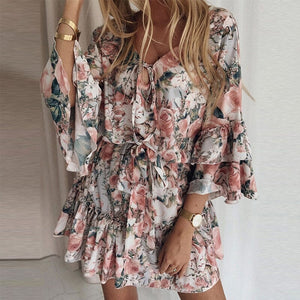 Chiffon Pullover Cotton Mid Waist Dress