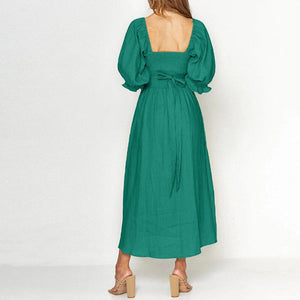 Lantern Sleeve Bandeau Dress