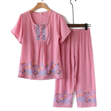 Load image into Gallery viewer, Elderly Summer Cotton-flax Set Leisure Two-piece Suit
