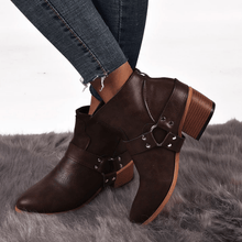Load image into Gallery viewer, Women Round Toe Med Vintage Short Boots
