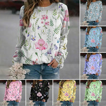 Load image into Gallery viewer, Floral Crew Neck Long Sleeves Sweatshirts
