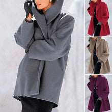 Load image into Gallery viewer, Round Neck Loose Hooded Woolen Coat
