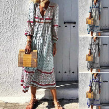 Load image into Gallery viewer, V Neck Holiday Long Sleeve Printed Dress
