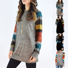 Load image into Gallery viewer, Striped Printed Crew Neck Oversized Sweatshirt
