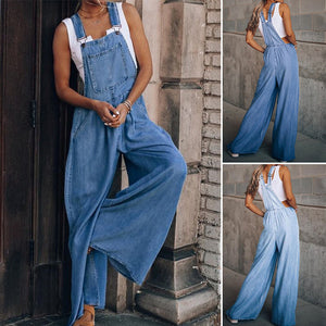 Sleeveless Denim Bib Pants