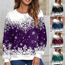 Load image into Gallery viewer, Women Xmas Snowflake Print Pullover
