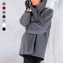 Load image into Gallery viewer, Round Neck Loose Hooded Woolen Coat
