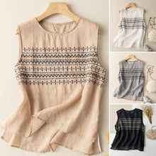 Load image into Gallery viewer, Summer Embroidered Loose Linen Vest
