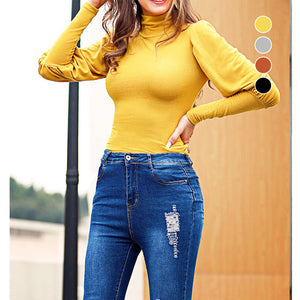 Women's Long Sleeve Slim Fit Turtleneck Basic T-Shirts