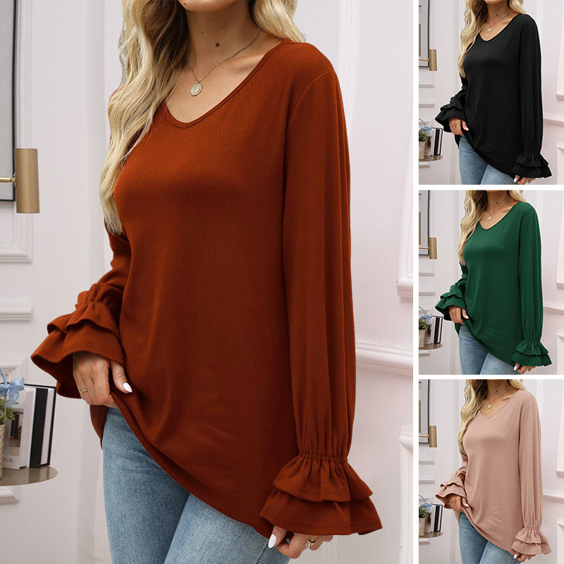 Flare Sleeve Solid T-Shirt