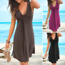 Load image into Gallery viewer, Women&#39;s Solid Color Sexy V-Neck Twist Dress
