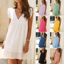 Load image into Gallery viewer, Summer Lace Dress with Ruffled Sleeves
