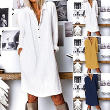Load image into Gallery viewer, Solid Color Lapel Long Sleeve Dress
