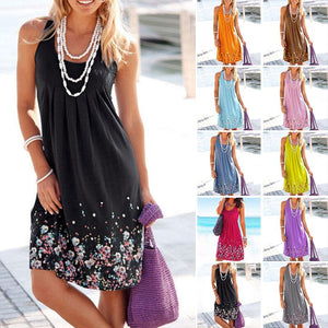 Sleeveless Printed Loose Dress