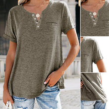 Load image into Gallery viewer, Fashion Solid Color Pocket Short Sleeve T-Shirt
