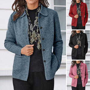 Long Sleeve Lapel Button Shirt Pocket Long Sleeve Jacket