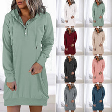 Load image into Gallery viewer, Solid Color Mid-length Hooded Sweater
