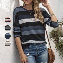 Load image into Gallery viewer, Round Neck Striped All-match Sweatshirt
