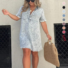 Load image into Gallery viewer, Denim Skirt Dress with Fringed Hem

