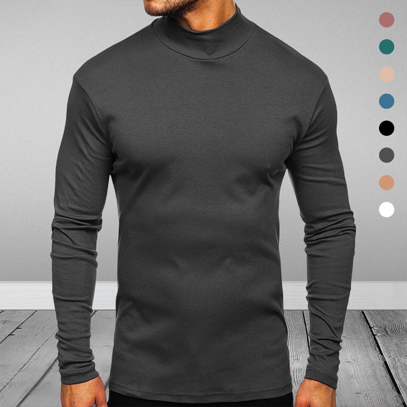 Men's Gray Cotton Turtleneck Sweaters