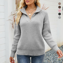 Load image into Gallery viewer, Knitted Long Sleeve Zip Sweater
