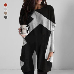 Contrast Geometric Pattern Sweater