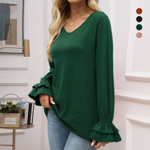 Flare Sleeve Solid T-Shirt