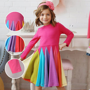 Round Neck Spelling Color Rainbow Princess Dress