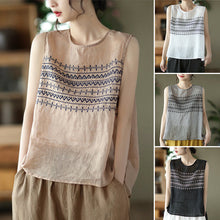 Load image into Gallery viewer, Summer Embroidered Loose Linen Vest
