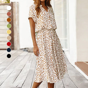Polka Dot Short Sleeve Shirt Collar