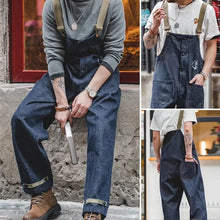 Load image into Gallery viewer, RETRO NAVY BLUE DENIM JUMPSUIT
